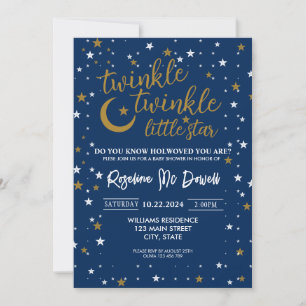 Invitation EDITABLE Twinkle Twinkle Little Star, Douche garço