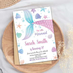 Invitation Editable Under the Sea Party Card for Girls