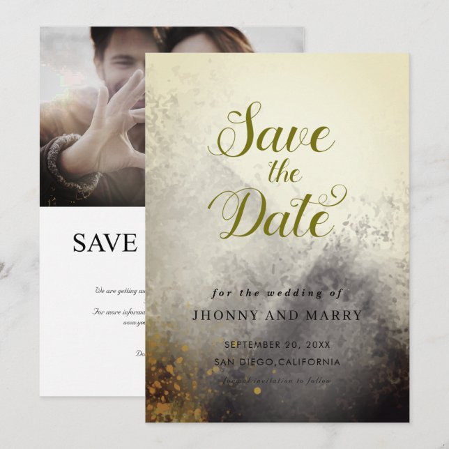 Invitation Editable Wedding Save the Date Card – Modern Minim (Devant / Derrière)