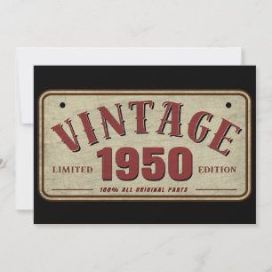 Invitation Édition limitée vintage 1950, toutes pièces d'orig