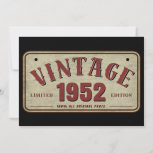 Invitation Édition limitée vintage 1952, toutes pièces d'orig
