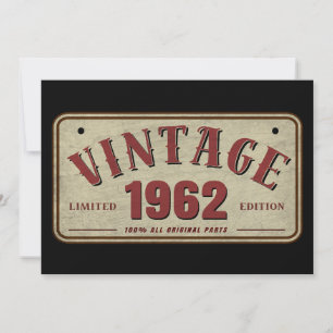 Invitation Édition limitée vintage 1962, toutes pièces d'orig