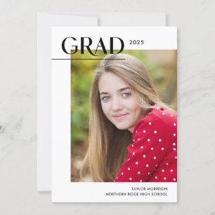 Invitation Éditorial Moderne 2024 Grad 1-Photo Graduation