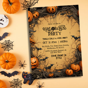 Invitation Eerie vintage Jack-O-Lantern chauve-souris Hallowe