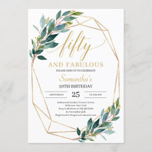 Invitation Eeucalyptus vert cinquante et fabuleux 50e anniver