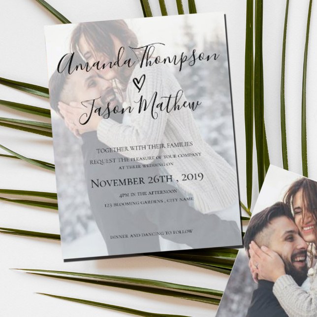 Invitation Effet Faux Vellum | 2 photos latérales | MARIAGE (Créateur téléchargé)