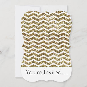 Invitation Effet Parties scintillant d'or Elegant Chevron Zig