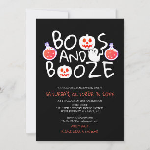 Invitation Éffrayant Booze et Booze Black Adult Halloween Par