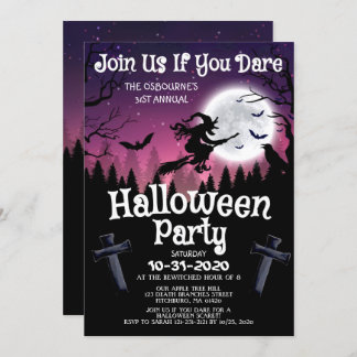 Invitation Éffrayant Chic Wicked Witch Halloween Costume Part