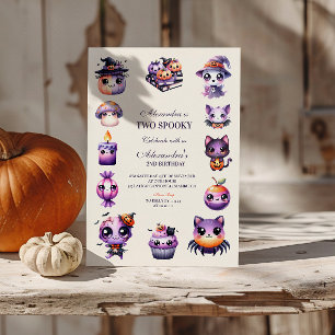 Invitation Éffrayant Cute 2ème anniversaire Halloween Pastel 