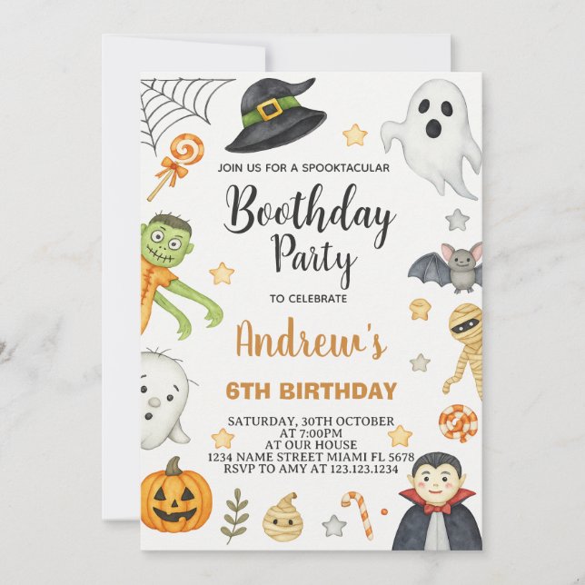 Invitation Éffrayant Cute Kids Halloween Anniversaire Invitat (Devant)