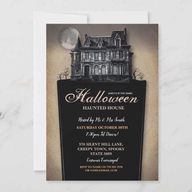 Invitation Éffrayant de la fête d'Halloween à la M (Devant)