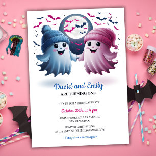 Invitation Éffrayant Ghosts Halloween Jumeaux Jumeaux Premier