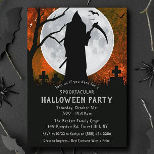 Invitation Éffrayant Grim Reaper cimetière fête d'Halloween