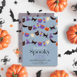 Invitation Éffrayant Halloween Bleu 1er anniversaire