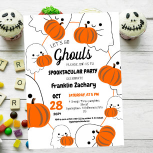 Invitation Éffrayant Halloween Cute Ghouls Anniversaire