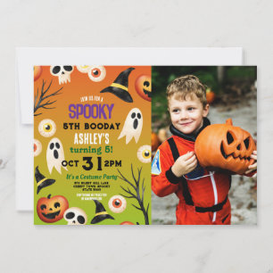 Invitation Éffrayant Halloween Fantômes Anniversaire Enfants 