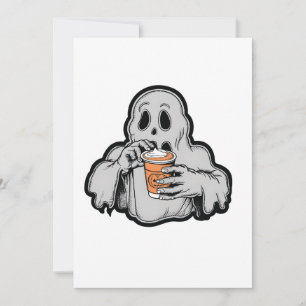 Invitation Éffrayant Halloween Ghost Sippin Citrouille latte