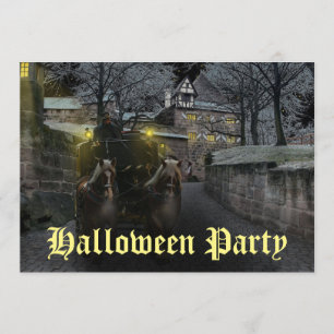Invitation Éffrayant Hauné Cheval tiré Panier Halloween Party
