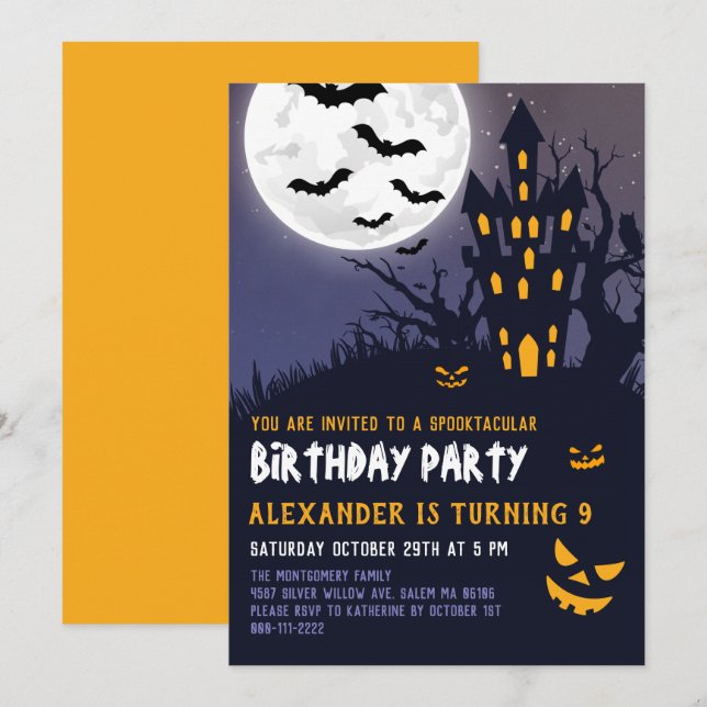 Invitation Éffrayant Haunted House Halloween Parti Anniversai (Devant / Derrière)