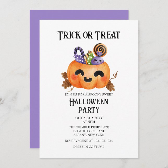 Invitation Éffrayant Mignonne Trick ou dégustation Costume Ha (Devant / Derrière)