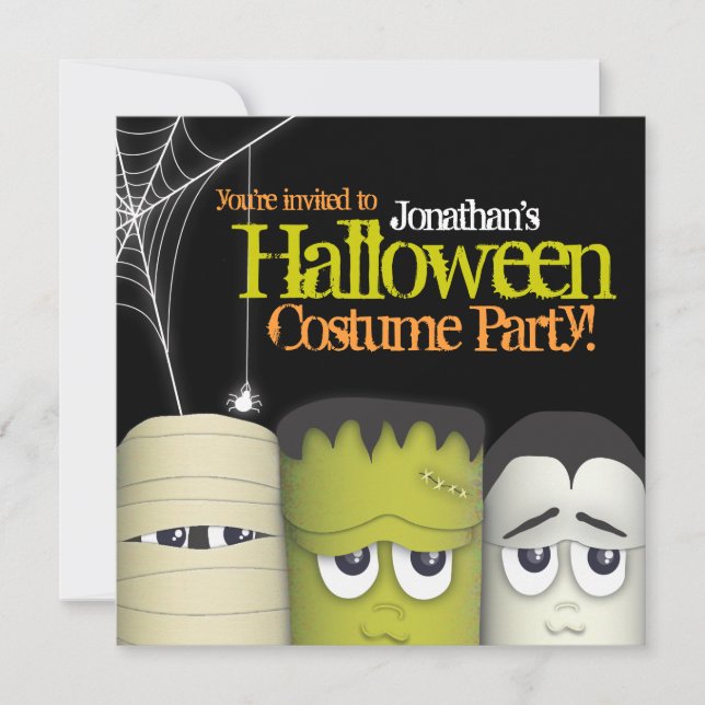 Invitation Éffrayant Monster & Amis Halloween Costume Party (Devant)