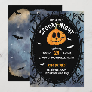 Invitation Éffrayant Night Effrayant Halloween Citrouille Car