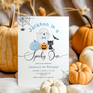 Invitation Éffrayant One Blue Halloween 1er anniversaire garç