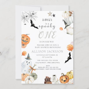 Invitation Éffrayant One Boo Ghost Halloween 1er anniversaire