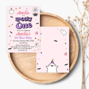 Invitation Éffrayant One Girl Halloween 1er Anniversaire mign