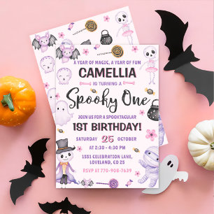 Invitation Éffrayant One Girls Halloween 1er anniversaire