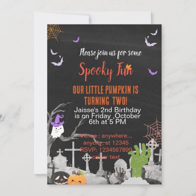 Invitation Éffrayant plaisir Halloween thème fête spéciale (Devant)