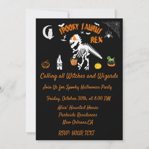 Invitation Éffrayant Saurus T-Rex HALLOWEEN PARTI 