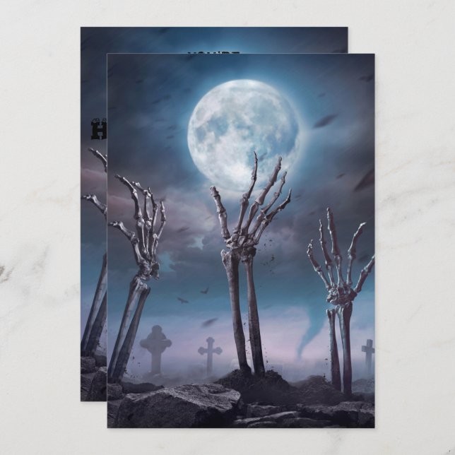 Invitation Éffrayant Skeleton Undead Halloween Party Invit (Devant / Derrière)