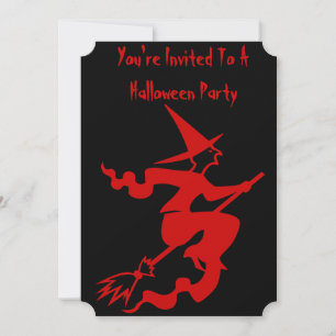 Invitation éffrayant sorcière volant broomstick fun fête invi