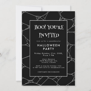 Invitation Éffrayant Spider Web Black & White Halloween Party