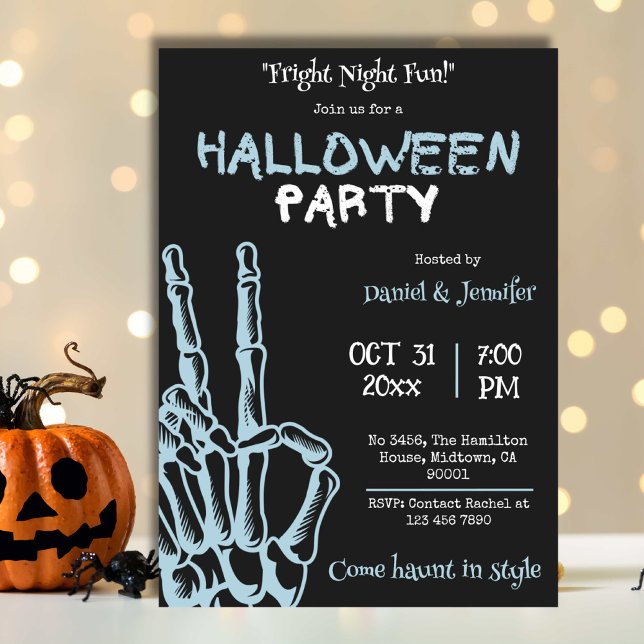 Invitation Éffrayant squelette fright night fun Halloween (Créateur téléchargé)