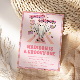 Invitation Éffrayant Super rose Vintage Halloween 1er anniver