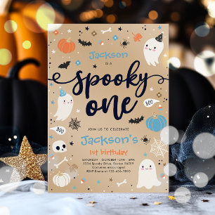 Invitation Éffrayant Un Fantôme d'Halloween Vintage 1er anniv