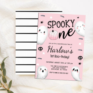 Invitation Éffrayant Un Fantôme Pastel Pink Halloween Anniver