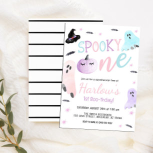 Invitation Éffrayant Un Fantôme Pastel Pink Halloween Anniver