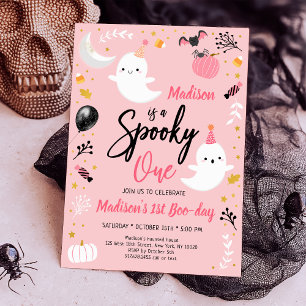 Invitation Éffrayant UN Fantôme rose Halloween Anniversaire