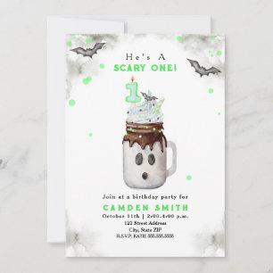 Invitation Effrayant Un Fantôme Vert Milkshake 1er anniversai