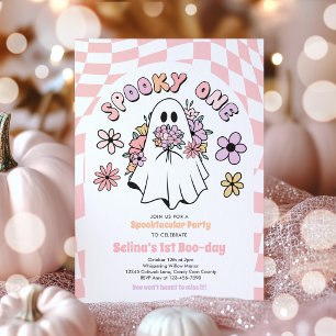 Invitation Éffrayant Un Halloween Fantôme Floral 1er Annivers