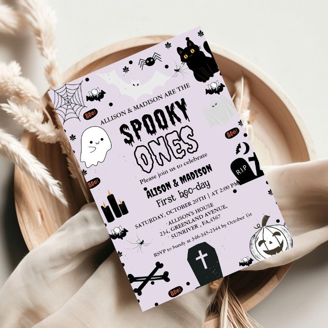Invitation Éffrayant Un Halloween Twin premier anniversaire (Créateur téléchargé)
