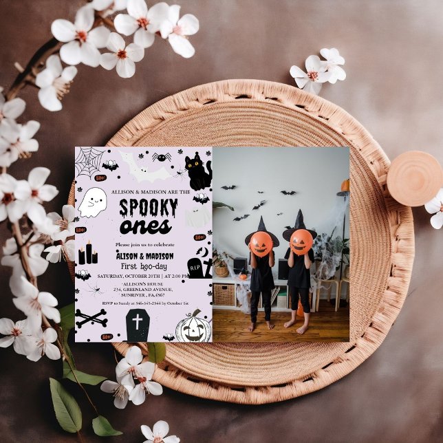 Invitation Éffrayant Un Halloween Twin premier anniversaire (Créateur téléchargé)