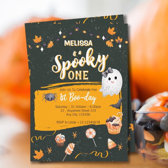 Invitation Éffrayant un joli Halloween Boo premier anniversai (Créateur téléchargé)