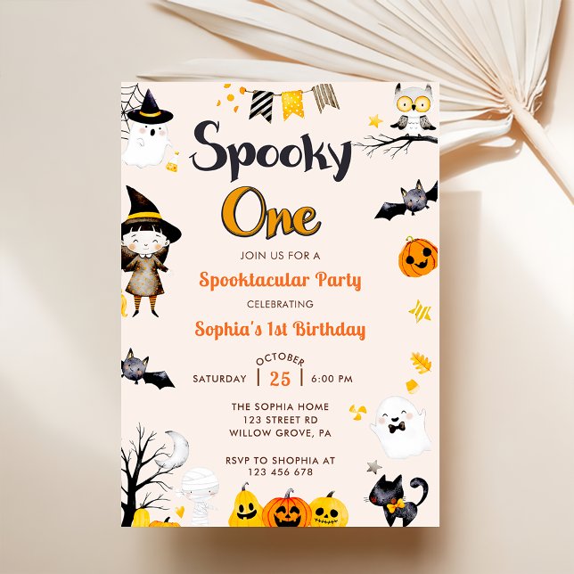 Invitation Éffrayant un mignon Halloween 1er anniversaire (Créateur téléchargé)