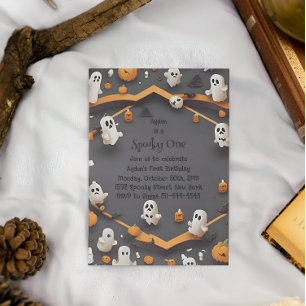 Invitation Éffrayant un mignon Halloween Vintage 1er annivers