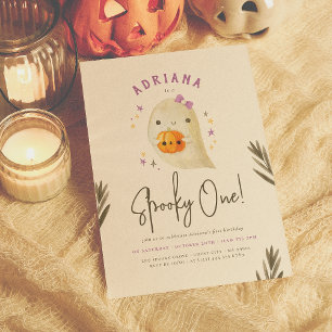 Invitation Éffrayant Un Mignonne Fille Halloween Premier Anni